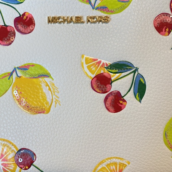 Michael Kors Jet Set Travel Large Sequined Fruit Print Wristlet - Picture 7 of 7